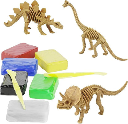 Dino Models, Clay Craft Kit - Dinosaur Arts and Crafts for Kids - Easter Gifts for Boys & Girls - Build 4 Dinos with Air Dry Magic Modeling Model Set Ages 3, 4, 5, 7, 8+ Boy or Girl