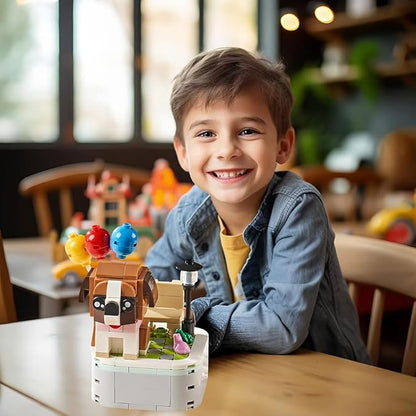 Dog Building Decoration Set Cut Brown Puppy Blocks with Balloon- Mini Blocks Arts and Crafts for Kids Ages 6-12+, Home Decor Gifts for Kids Boys&Girls, Adults(199 PCS)