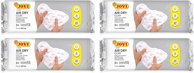 Jovi - Air Dry Modeling Clay, Set of 4 Units, 2.2lb Each, Total of 8.8lb, No Oven Needed, White Color, Pottery Clay for Arts and Crafts Projects (P86/4) - Bulk Buy