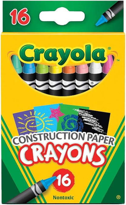 Crayola Construction Paper Crayons (16ct), Kids Crayons, Long-Lasting, Non-Toxic, Vibrant Colors for Kids Arts and Crafts, Ages 3+