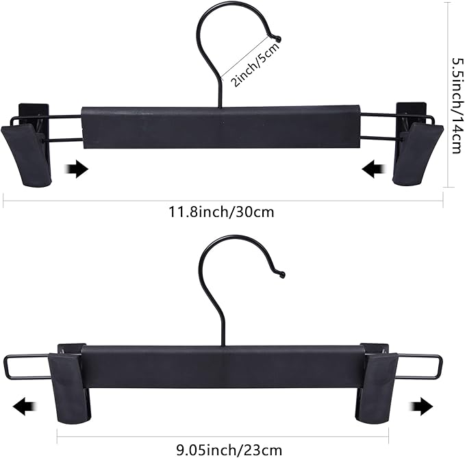 NORTHERN BROTHERS Pants Hangers, 50Pack Skirt Hangers with Clips Black Pant Hangers for Pants Bulk Shorts Hangers