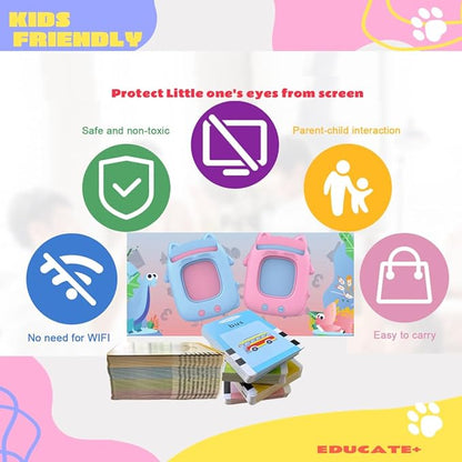 Unbreakable PVC Talking Flash Cards Toddler Toys with Carrying Ring, Pocket Speech Therapy, Learning Educational Montessori Autism Sensory Toys Toddler Games 274 Sight Words for Boys and Girls Gifts