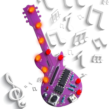 Beginner Learn to Solder Fun Kit :Guitar Shaped LED flashing adjustable speed Soldering Kits DIY Electronics Projects