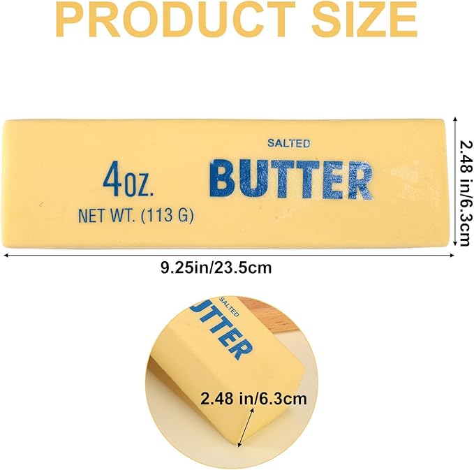 Large Squeeze Butter Toy, PU Material Butter Stick Slow Rising Squishy Food Fidget Toy for Office School Relieving (Light Yellow