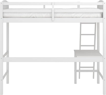 Hillsdale Alexis Contemporary Wood Arch Twin Size Loft Bed with Desk, White