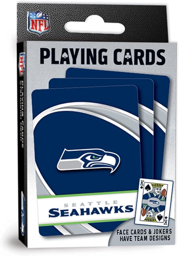 MasterPieces - NFL Playing Cards, Officially Licensed Seattle Seahawks Football Deck, Family Games for Adults and Kids, Standard Index