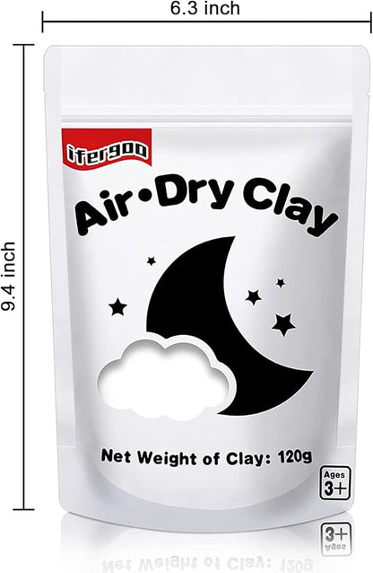 ifergoo White Air Dry Clay, Modeling Clay for School Art & Craft Project. Refill White Clay for Kids Age 3-12, Boys and Girls Gift
