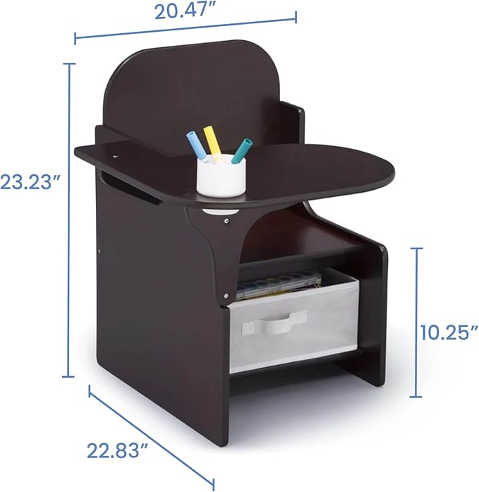 Delta Children MySize Chair Desk With Storage Bin, Dark Chocolate
