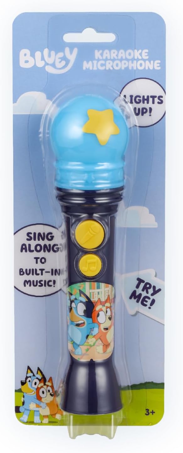 eKids Bluey Microphone Toy for Toddlers, Includes Built-in Music and Lights, Designed for Fans of Bluey Toys