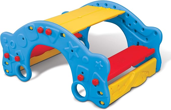 Grow'n Up Qwikflip Climber, 3-in-1 Multi Function 4-Seater Design: Picnic Table, Non-tilt Rocker, and Climbing Trainer, Easy Setup, no Tools Required, Ages 1.5+