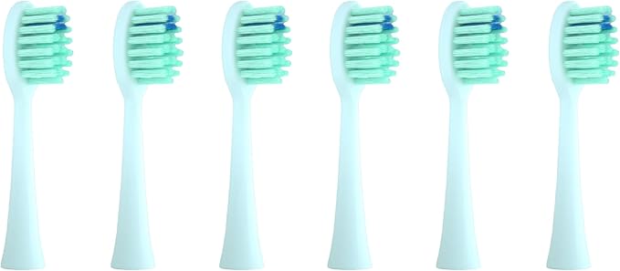 NELL&WELL 6 Pieces Replacement Toothbrush Heads for NW010/NW-006/NW-007 Sonic Electric Toothbrush (Blue)