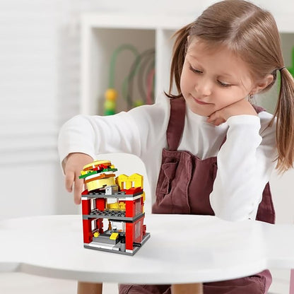 Building Blocks Set, Burger House DIY Bricks Toys, City Construction Stacker, Educational STEM Toys for 6 Years Old Boys and Girls, Toddler Building Blocks Gifts