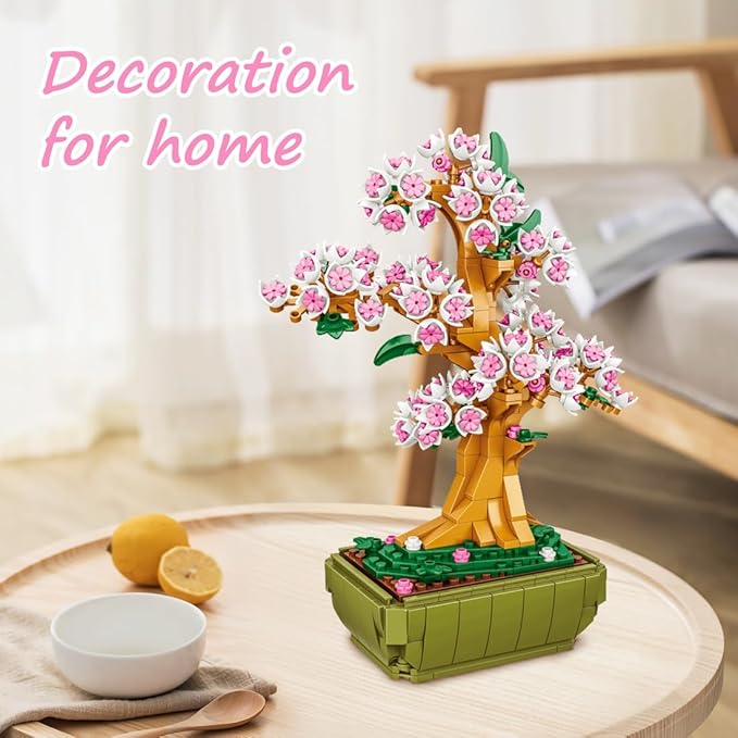 Cherry Blossom Bouquet Building Block Set, 550 Pcs Mini Building Block Bouquet Building Block Set, Flower Building Toys, Creative Building Block Plant Series