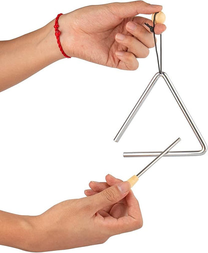 Musfunny Triangle Hand Percussion with Striker, Rhythm Steel Triangles Music Instrument (5 inch)