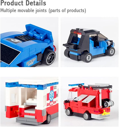 Pull Back Car Building Blocks Sets, Pull and Go Bus Model, 3D Assembly Vehicles for Boys and Girls Building Block Car Toys Party Favor for Kids Age 6 7 8 9 10, 407 Pieces