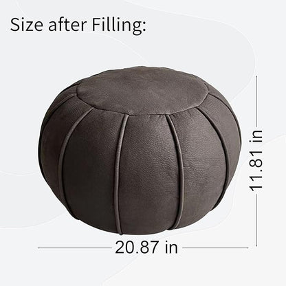 Dayer Unstuffed Pouf Cover Eco-Friendly Fabric Pouf Ottoman Floor Chair Round Foot Rest Extra Stool Seating Poufs for Living Room Home Decor House Warming Gift (Dark Brown)