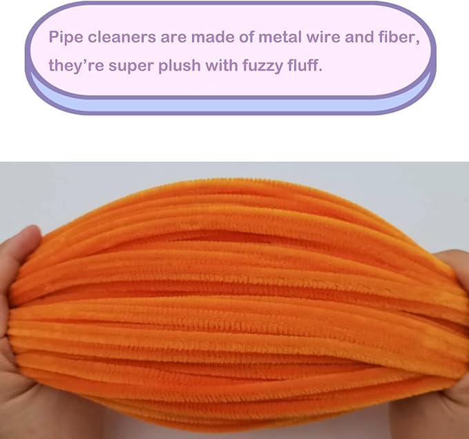 Cldamecy 100 pcs Orange Pipe Cleaners with 20 pcs Googly Eyes,Chenille Stems for Craft Project,Craft Pipe Cleaners for DIY Projects,Arts and Holiday Decoration