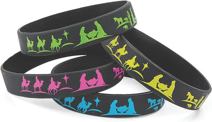 Fun Express Nativity Silhouette Rubber Bracelets, 100 Pieces