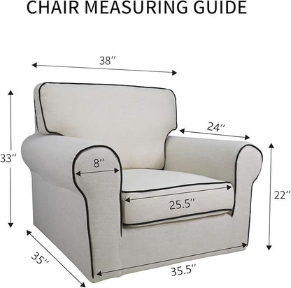 PureFit Reversible Quilted Sofa Cover, Water Resistant Slipcover Furniture Protector, Washable Couch Cover with Non Slip and Elastic Straps for Kids, Dogs, Pets (Chair, Beige/Beige)