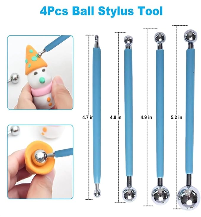 Basic Polymer Clay Tools, Clay Sculpting Tools Acrylic Roller Pin, Clear Rectangle Sheet Press Board, Double-Ended Pottery Carving Set for Beginner (26)