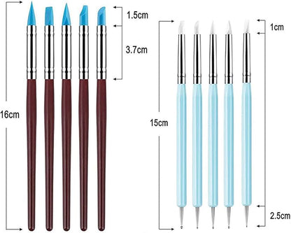 Yagugu Silicone Clay Sculpting Tool - 10Pcs Modeling Dotting Tool for Pottery Craft, Rock, Nail, Blending, Drawing