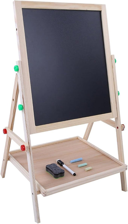 JTLB 2 in 1 Double Side Baby Kids Child Standing Art Wooden Drawing Board