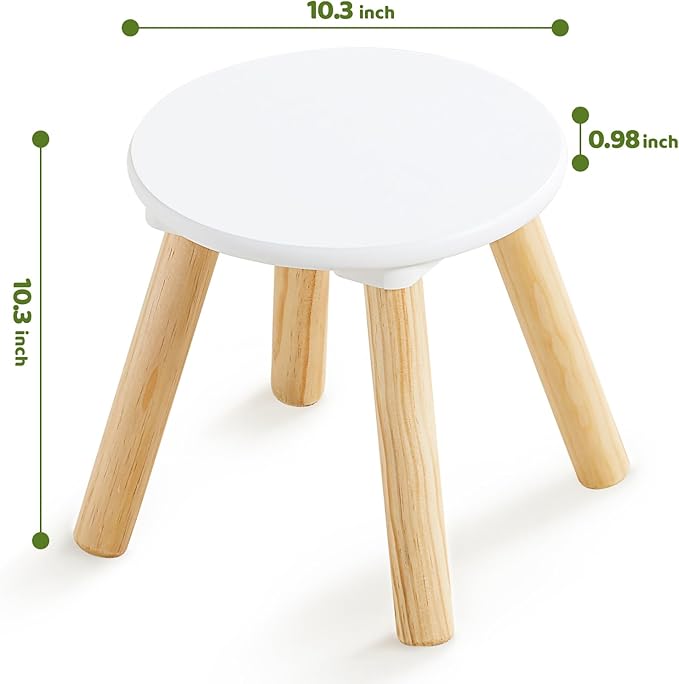 Beright Wooden Step Stool for Kids, 9 Inch Round Kids Chair fit with Sensory Table, Sturdy Sitting Stool with Assembled Four-Legged for Children Toddler, 2 Pack