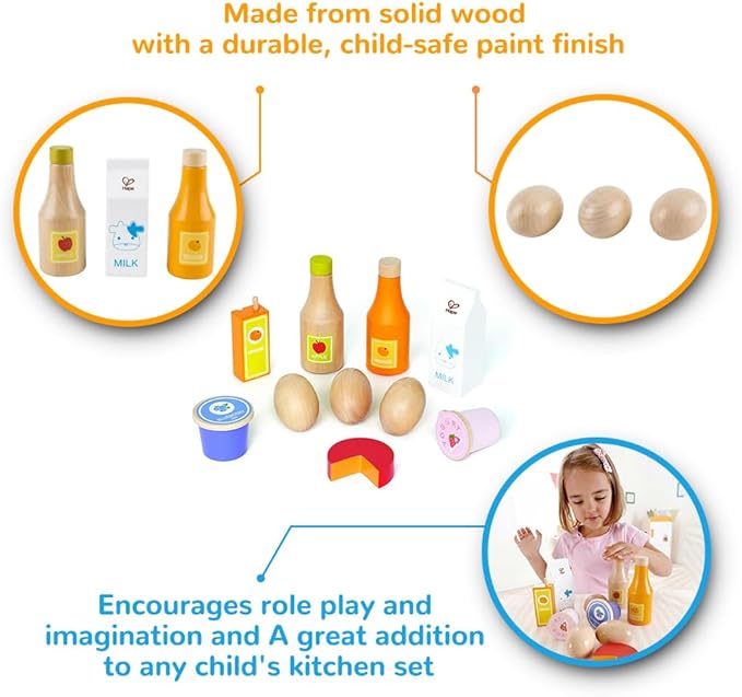 Hape Healthy Basics Kid's Wooden Play Kitchen Accessories Food Set