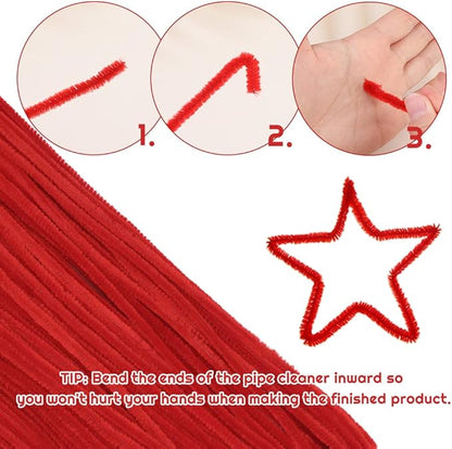 110 Pieces Christmas Pipe Cleaners, Red Craft Pipe Cleaners, Pipe Cleaners Chenille Stem, Pipe Cleaners Bulk, Art Pipe Cleaners for Creative Home Decoration Supplies Arts and Crafts Project