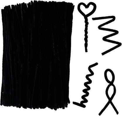 Qirimoi Black Pipe Cleaners Craft Pipe Cleaners Bulk Pipecleaners Crafts Supplies，200Pcs Black