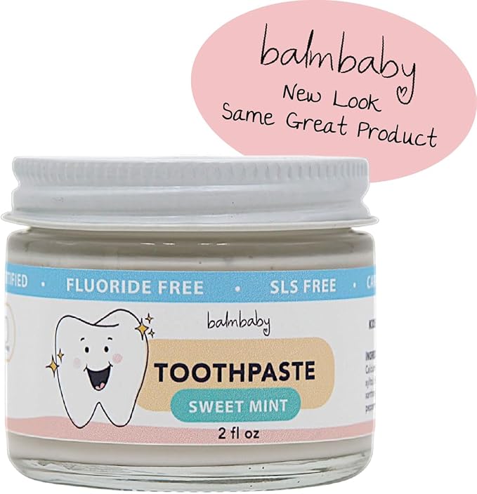 Kids All Natural Fluoride Free Toothpaste with Xylitol, SLS Free, Vegan, Gluten Free, BPA Free, Zero Waste, Mint, 2 fl oz
