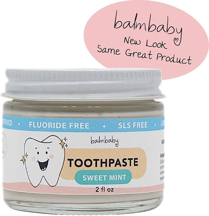 Kids All Natural Fluoride Free Toothpaste with Xylitol, SLS Free, Vegan, Gluten Free, BPA Free, Zero Waste, Mint, 2 fl oz