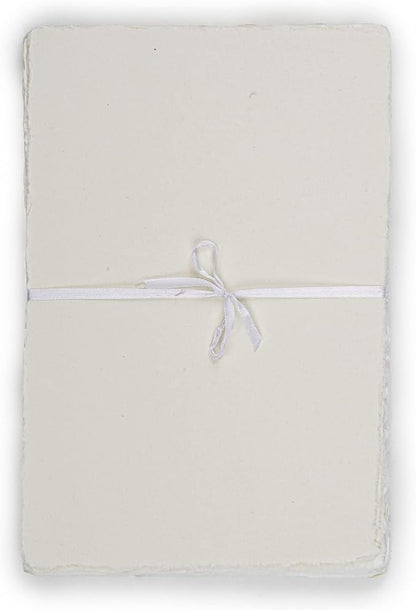 LEATHER VILLAGE Watercolor Paper - Off White - 9.5 X 12 inches, 50 Sheets - Mixed Media Watercolor Paper - 150 GSM Thick Deckle Edge Virgin Cotton Handmade Paper - Off White