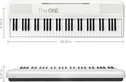 The ONE Smart Keyboard COLOR 61 Lighted Keys Piano Keyboard, Electric Piano for Beginners with 256 Tones, 64 Polyphony, Built-in LED Lights & Apps, Supports USB MIDI/Headphones (White)
