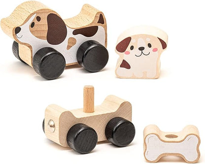 Wooden Clever Puppies Train Toy – Magnetic Dog-Themed Wood Toy Playset for Toddlers 18 Months+ – Montessori Toy for Fine Motor Skills and Imaginative Play