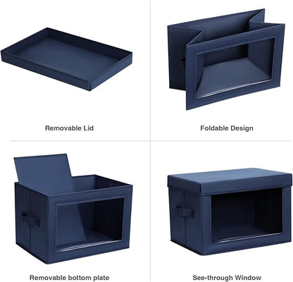 Homsorout Minimalist 6 Pack Large Fabric Storage Bins with Lids, Navy Blue, 14 Inch. - 6 Count, Ideal for Clothes, Books, CD, Bedroom, Living Room