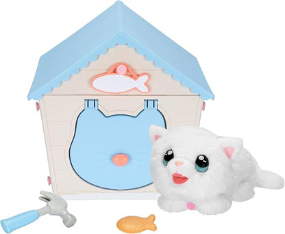 Little Live Pets My Kitty's Home | Interactive Plush Toy Kitten & House, Surprise Reveal with 25+ Sounds & Reactions. Build Kitty's Home - Easy Build DIY Home, Batteries Included. for Kids Ages 5+