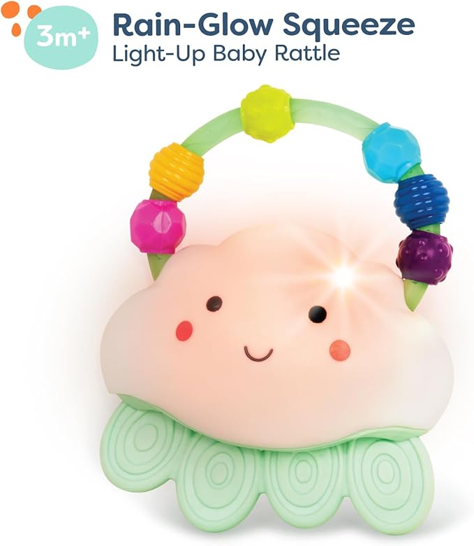 B. toys- B. baby – Baby Light-Up Cloud Rattle- Rain-Glow Squeeze- Teething Rattle Toys for Babies 3 Months +