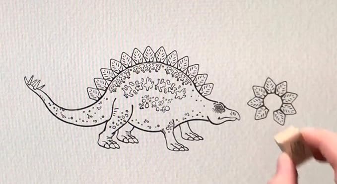 The Purple Cow - Stamper - Dino Maker Stamp Kit for Kids. Paint Stamper for Arts and Crafts. Develop Creativity with 35 Stamps and an Ink pad, for Girls and Boys Ages 6 to 16.