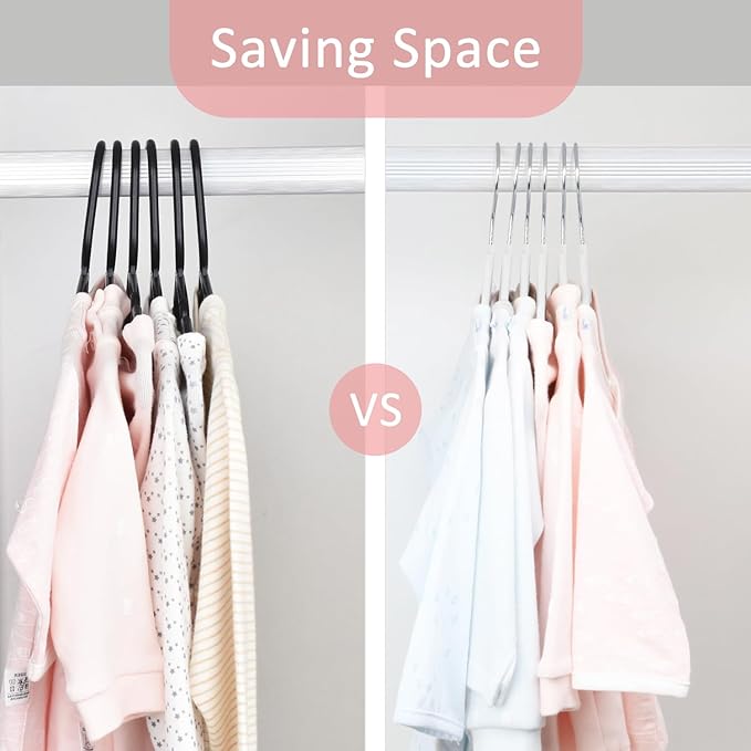 ManGotree 10.95" Baby Velvet Hangers, Non-Slip Infant Coat Hangers, Ultra-Thin Toddler Felt Hangers with 360° Swivel Hook, Space Saving Children's Hangers for Kids Clothes, 48 Pack (White)