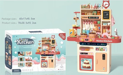 Serena & Jewel Kit for - Kitchen Playset Pretend Food - Toy Accessories Set w/Real Sounds & Light, Play Sink, Cooking Stove with Efflunent,88 PCS for Toddlers Kids, Girls & Boys（3-10 Years） (Orange)
