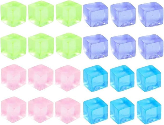 24Pcs Stress Balls Fidget Toys Adults, Ice Cube Squeeze Toys - Square Squeeze Ball Sensory Toys, Squeeze Toys - Small, Stress Balls for Adults, Easter, Christmas, Party Favors, Stocking Stuffers