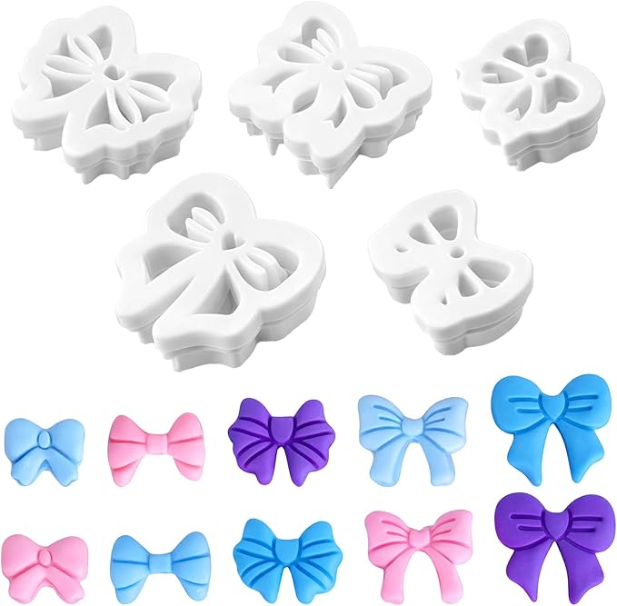 5 Pcs Clay Cutters Set, Bow Polymer Clay Cutter, Sweet Ribbon Polymer Clay Earring Tools Conquette Cute Clay Cutters for DIY Earrings Charms Crafts and Jewelry