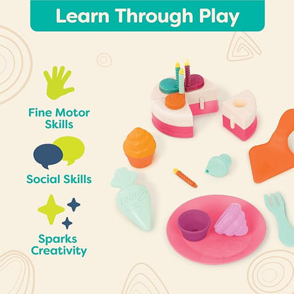 B. toys – Play Oven Set – 22-Piece Cake Baking Playset – Pretend Cupcake Decorating – Lights & Sounds – 3 Years + – Mini Chef - Bake-a-Cake Playset