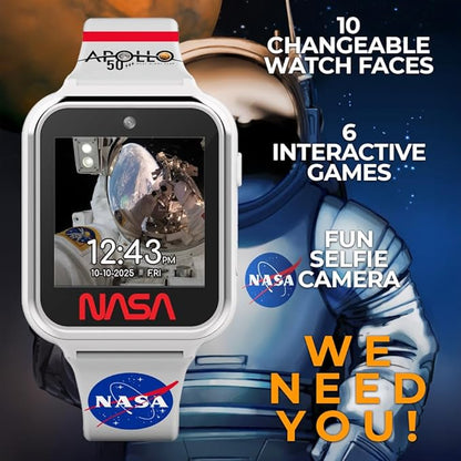 NASA Kids Interactive Smart Watch with Educational Features, Step Counter, Voice Recorder, Camera, Games, Alarm, Timer, Stopwatch, Touchscreen Display, and Fun NASA Themes for Learning and Play