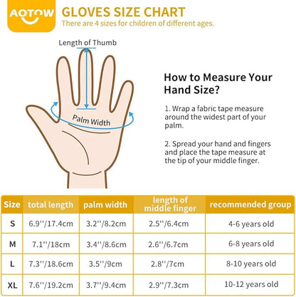 Kids Winter Warm Sports Gloves - Cold Weather Water-Resistant Children Mittens Age 4 12 Years Boys Girls Black