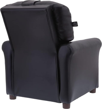 The Crew Furniture Traditional Kids Recliner, Toddler Ages 1-5 Years, Pu Faux Leather, Black