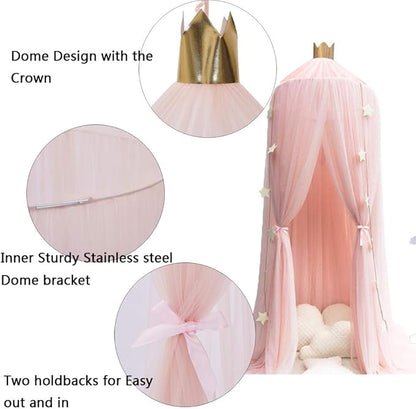 ESUPPORT Dome Princess Bed Canopy Round Lace Mosquito Net Play Tent Hanging House Decoration Lace Netting Curtains for Indoor Outdoor
