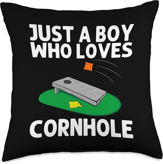 Cool Cornhole Design for Boys Kids Corn Bean Bag Toss Game Throw Pillow, 18x18, Multicolor