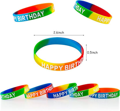 Happy Birthday Rubber Bracelets Birthday Silicone Stretch Wristbands for Kids Classroom Students Birthday Party Supplies Happy Birthday Gifts Bracelets Bulk From Teacher